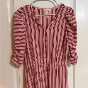 Matilda Jane Burgundy and White Striped Long Sleeve Dress